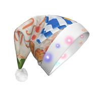 Gongjuy Ciao Estate Spiaggia Forniture Festa di Natale Adulto Peluche Luminoso Cappello Di Natale, Led Cappelli Di Natale Con Luci