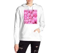 Gongjuy Coppia di palline da tennis rosa brillante con cappuccio in velluto, pullover casual autunnali e invernali per uomini e donne, bianco, XL-4XL