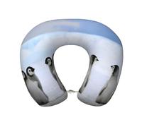 Gongjuy Cuscino volante con pinguini giovani con neve, cuscino per dormire, cuscino da viaggio in memory foam, testa portatile a forma di U