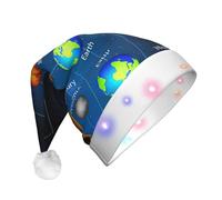 Gongjuy Il sistema solare dello spazio esterno fornisce il cappello di Natale luminoso della peluche dell'adulto, ha condotto i cappelli di Natale con le luci