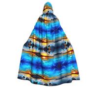 Gongjuy Mantello da festa per adulti con cielo blu tramonto, accessori per adulti, stregone di Halloween per adulti, mantello horror con cappuccio