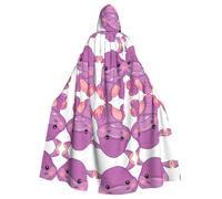 Gongjuy Mantello da festa per adulti con ippopotamo viola cartoni animati, accessori per adulti, stregone di Halloween per adulti, mantello horror con cappuccio