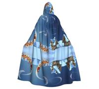 Gongjuy Mantello da festa per adulti con scritta "Merry Christmas", accessorio per adulti, per Halloween, taglie forti, mantello horror con cappuccio