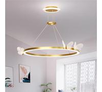 GONGKAI Lampadario per Camera da Letto per Ragazze, Lampada a Sospensione a LED a Forma di Farfalla, Oro Spazzolato, Lampada a Sospensione Moderna di metà secolo, lampadario Rotondo da Sof