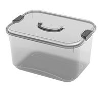 GONICVIN Contenitori in plastica, 20 l, con coperchio, impilabili, in plastica, con maniglie, per casa, ufficio (4 confezioni, nero)