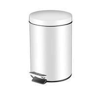 GONICVIN Pattumiera a pedale, 3 l, rotonda, in acciaio inox, con coperchio in metallo, cestino della spazzatura con secchio interno rimovibile, per cucina, casa, ufficio (bianco)