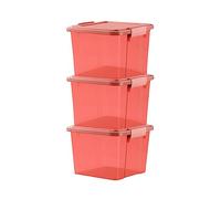 GONICVIN Scatole portaoggetti in plastica con coperchio, 3 confezioni da 25 l, impilabili, con manici, per casa e ufficio