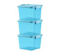 GONICVIN Scatole portaoggetti in plastica con coperchio, 3 confezioni da 40 l, impilabili, con manici, per casa e ufficio