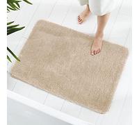 GONICVIN Tappeti da bagno, 50 x 80 cm, soffici tappetini da bagno in microfibra, antiscivolo, lavabili in lavatrice, per vasca, doccia e bagno (beige)