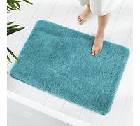 GONICVIN Tappeto da bagno 70 x 120 cm, in soffice microfibra, assorbente, antiscivolo, lavabile in lavatrice, per vasca, doccia e bagno (turchese)