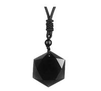 Goniome Amuleto sacro esagramma-Ossidiana nera tibetana, Collana regolabile con pietre preziose naturali Gioielli al quarzo Reiki per uomo Donna (Nero)