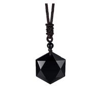 Goniome Amuleto sacro esagramma-Ossidiana nera tibetana, Collana regolabile con pietre preziose naturali Gioielli al quarzo Reiki per uomo Donna (Marrone)