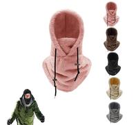 Goniome Sherpa Hood,Sherpa Ski Hood, Sherpa Hood Ski Mask,Wind-Resistant Winter Face Mask,Fleece Ski Mask for Men And Women (Pink)