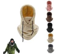 Goniome Sherpa Hood,Sherpa Ski Hood, Sherpa Hood Ski Mask,Wind-Resistant Winter Face Mask,Fleece Ski Mask for Men And Women (Beige)