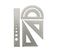 Goniometro, 4 in 1 Righello di Metallo In Lega di Alluminio Angolo Righello Goniometro Triangolo Righello Multifunzionale Strumenti di Misura Set Goniometro Quadrato(4in1 Ruler Grey)