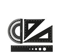 Goniometro, 4 in 1 Righello di Metallo In Lega di Alluminio Angolo Righello Goniometro Triangolo Righello Multifunzionale Strumenti di Misura Set Goniometro Quadrato(4in1 Ruler Silver 15)