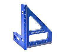Goniometro quadrato per la lavorazione del legno 45 90 gradi Mitra di precisione Righello triangolare Scriber Strumento di misurazione del layout per Ingegnere Falegname Lega di (Blu)