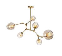 GONMDOPY Lampadario Sputnik Industriale Moderno, Plafoniere per la Casa,Dari Industriali Creativi,Dario a Sospensicon Bolla Di Vetro,Da a Sospensie27 Stile Retrò per Ristoranti, Trasparente/Amber/6-