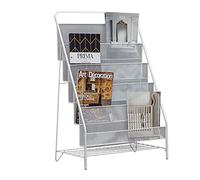 GONMDOPY Scaffali per Libri, Portadocumenti, Portagiornali, Portariviste in Ferro Battuto, Portariviste da Terra per Camera da Letto, Comodino, Ufficio, Scaffale per Libri per Bambini, Portariviste/Wh