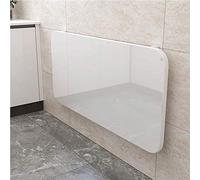 GONMDOPY Tavolo da Pavimento Pieghevole a Parete, Tavolo da Pranzo in Acciaio Laminato Ado con Ripiano Pieghevole e Sgabello, Staffa da Scrivania, Cucina Robusta a Parete/White/70X50Cm/28X20In