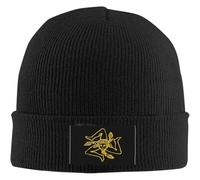 GONMFKM Berretti per Donne E Uomini - Cappello Invernale Lavorato A Maglia con Risvolto E Bandiera della Sicilia, Berretti Caldi E Larghi, Regalo per Berretto da Pescatore Unisex, Nero