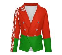 GONMFKM Blazer da Donna Giacca da Lavoro Casual A Maniche Lunghe con Un Bottone Aperto sul Davanti Elegante Giacca da Lavoro Slim Fit con Stampa Belarus Fag XL