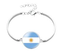 GONMFKM Bracciale Con Bandiera Argentina Alla Moda - Paesi Del Sud America Cupola In Vetro Con Cabochon Con Ciondolo A Bottone, Braccialetto Patriota Regolabile Accessori Regalo Per Gioielli Per Uom