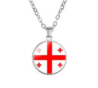 GONMFKM Collane Con Ciondolo Bandiera Georgia Moda - Girocollo Con Ciondolo In Vetro Rotondo Retrò Etnico Hip-Hop, Per Donne Uomini Catena Clavicola Maglione Catena Sottile Gioielli Accessori Regalo