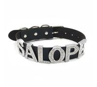 GONMFKM Fascino Alla Moda Collare Girocollo Personalizzato Per Donna, Collana Con Nome Personalizzato Punk Gotico In Pelle Vegana Gioielli Larghi, Lettere Di Strass Di Lusso Creative Collana Girocol