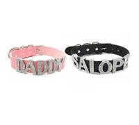 GONMFKM Fascino Alla Moda Collare Girocollo Personalizzato Per Donna, Collana Con Nome Personalizzato Punk Gotico In Pelle Vegana Gioielli Larghi, Lettere Di Strass Di Lusso Creative Collana Girocol