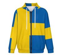 GONMFKM Felpa con Cappuccio E Cerniera da Uomo alla Moda A Maniche Lunghe Cardigan Bandiera Svedese Stampa 3D Oversize Casual Unisex con Cappuccio E Tasca Felpa Hip Hop S