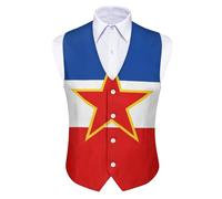 GONMFKM Gilet Da Uomo Con Scollo A V Alla Moda Formale Vestibilità Regolare Slim Fit Da Lavoro Con Stampa Della Bandiera Della Jugoslavia Classico Da Festa Da Smoking Taglia L