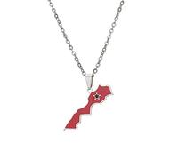 GONMFKM Moda Mappa Del Marocco Collana Con Ciondolo Per Donna Uomo, Nome Del Paese Alla Moda Contorni Confini Mappe Fascino Pendente, Classico Regalo Di Tendenza Per Gioielli Hip-Hop,White,50Cm