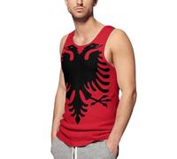 GONMFKM Moda Uomo Bodybuilding Canotte, Bandiera Della Repubblica D'Albania O-Collo Senza Maniche Fitness Allenamento T-Shirt Da Allenamento Asciugatura Rapida, Modellante Body Aderente Grandi Dimen