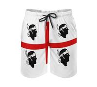GONMFKM Pantaloncini da Bagno da Uomo con Motivo Bandiera Sarda Ad Asciugatura Rapida da Bagno Casual con Fodera in Rete E Tasche Modello Sardegna L