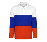 GONMFKM Polo da Uomo in Poliestere Maniche Lunghe con Colletto da Lavoro con Bandiere Russe Ad Asciugatura Rapida Traspiranti Taglie Forti Casual per Adulti 3XL