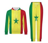 GONMFKM Tuta Da Uomo E Da Donna A Maniche Lunghe 2 Pezzi Novità Bandiera Della Repubblica Del Senegal Set Da Salotto Felpa Con Cappuccio E Pantaloni Jogger Larghi Con Coulisse Unisex 4Xl