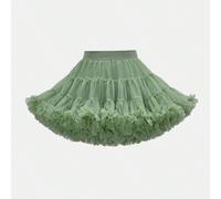 Gonna a balze in in rete per ragazze giovani, bianca, dal design elegante, adatta per primavera, estate e autunno, adatta per uscite e feste, può essere abbinata a maglietta o bluse, crea un aspetto a