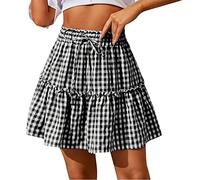 Gonna a Campana Altalena Corta in Chiffon Estivo da Donna Gonna Lunga da Spiaggia Gonna a Pieghe con Motivo Floreale Drappeggiato Solido Gonna Estiva Casual da Donna