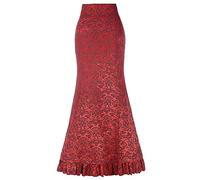 Gonna A Coda di Pesce- Punk Gotica Gonna Steampunk Vittoriana Gonna Tubino Bodycon Vintage Gonna A Sirena Maxi Gonne Svasato Gonna A Matita A Vita Alta A-Linea Gonna Avvolgente Lunghezza Caviglia