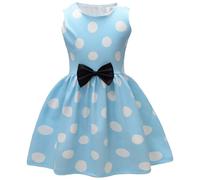 Gonna a gilet, senza maniche, con fiocco, per le vacanze, per il tempo libero, gonna con glitter, Azzurro, 6-7 Anni