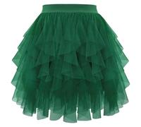 Gonna a gradini in chiffon con balza taglio asimmetrico, gonna fluida casual, elegante, per tutti i giorni, tempo libero, occasioni festive, Verde scuro, L