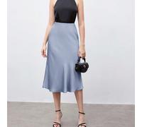 Gonna a-line in raso blu nebbia, versatile per la primavera/estate, adatta per Pasqua, San Patrizio, pendolarismo, uso quotidiano, casual, romantico stile retrò anni '90, festa, spiaggia, laurea, vaca