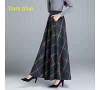 Gonna A-Line Plissettata Lunga In Finta Lana Tartan A Vita Alta