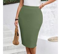 Gonna a-line tinta unita di taglia oversize stile Stile dei soldi vecchi, casual e alla moda per uso quotidiano, outfit estivi da donna, outfit da vacanza per donna 0XL,1XL,2XL,3XL,4XL,5XLTessuto in m