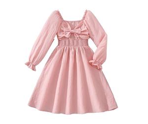 Gonna a maturo per bambini Comunione Elegante Abito da ragazza a maniche lunghe in stile francese con scollo quadrato e gonna svasata per la stagione autunnale (9-10 anni)
