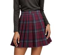 Gonna a pieghe da donna a quadri, divisa scolastica, gonna a pieghe elasticizzata, a vita alta, a linee, minigonna corta, da tennis, pattinatore, mini gonna versatile, plaid, Z1 rosso., M