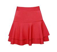 Gonna a pieghe da donna, corta, rossa, elegante, corta, sexy, antiscivolo, a linea svasata, con chiusura ad A, taglie forti, taglia mini, linea ad A, gonna da donna, basic solida, Colore: rosso, XXL