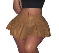 Gonna a pieghe da donna, elegante, solida, versatile, elastica, informale, adatta per l'uso quotidiano, marrone, XL