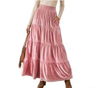 Gonna a pieghe da donna, retrò, lunga vita elasticizzata, linea ad A | Vita elastica, taglio svasato, per un look retrò vintage, facile da pulire, da M a 2XL
